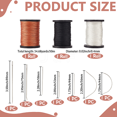 3 Rolls 3 Colors Braided Nylon Thread NWIR-CY0001-03-1