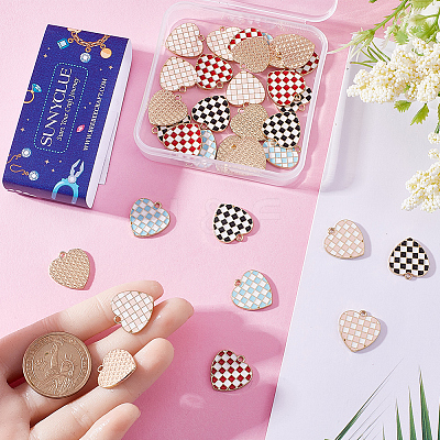40Pcs 4 Colors Alloy Enamel Pendants ENAM-SC0004-34-1