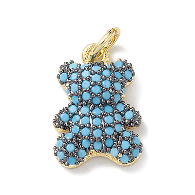 Rack Plating Brass Micro Pave Cubic Zirconia Charms KK-H443-06G-01-1
