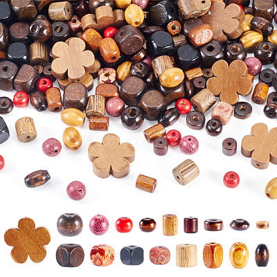 360Pcs 18 Styles Wood Beads WOOD-TA0002-75-1