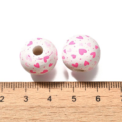 Valentine's Day Element Printed Wood Beads WOOD-R002-01-30-1