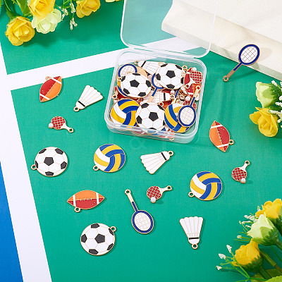 60Pcs 6 Styles Alloy Enamel Pendants ENAM-TA0002-96-1