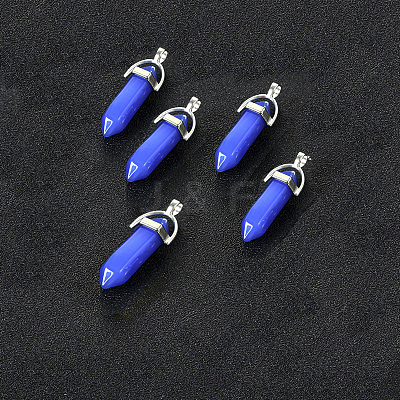 Bullet Imitation Jade Glass Pointed Pendants G-F295-01D-1