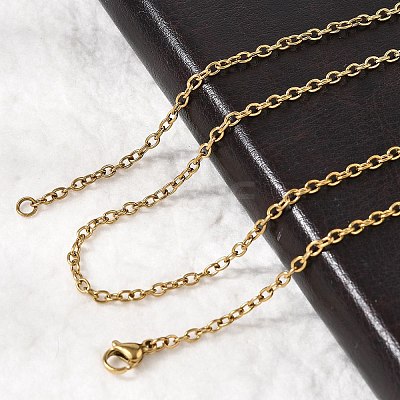 304 Stainless Steel Cable Chain Necklaces STAS-O053-06G-1