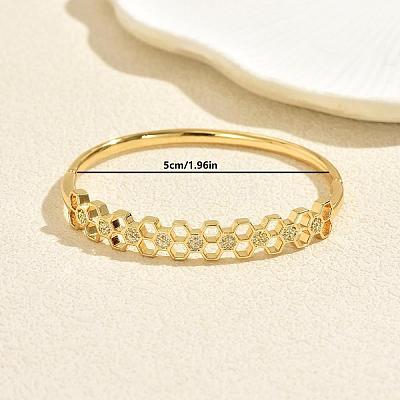 Brass Micro Pave Clear Cubic Zirconia Hinged Cuff Bangles for Women VP3297-1-1