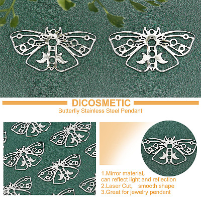12Pcs 304 Stainless Steel Pendants STAS-DC0011-17-1