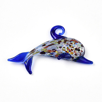 Handmade Silver Foil Lampwork Big Pendants LS-LAMP-T023-13B-1
