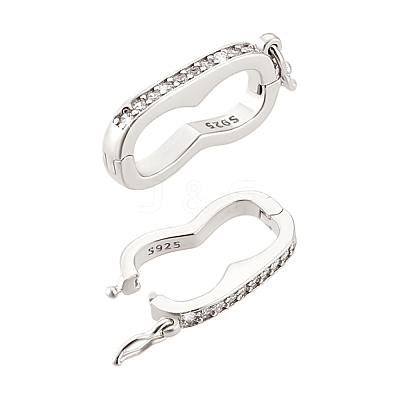 2Pcs 925 Sterling Silver Micro Pave Clear Cubic Zirconia Twister Clasps STER-PH0003-09P-1