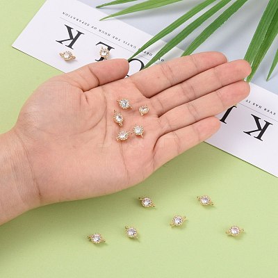 Flower Brass Micro Pave Cubic Zirconia Links ZIRC-L054-09KCG-NR-1