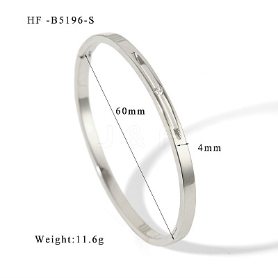 304 Stainless Steel Cubic Zirconia Hinged Bangles for Women WGD7358-02-1