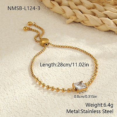 Adjustable 304 Stainless Steel Box Chain & Ball Chain Slider Bracelets WGFC0C2-06-1
