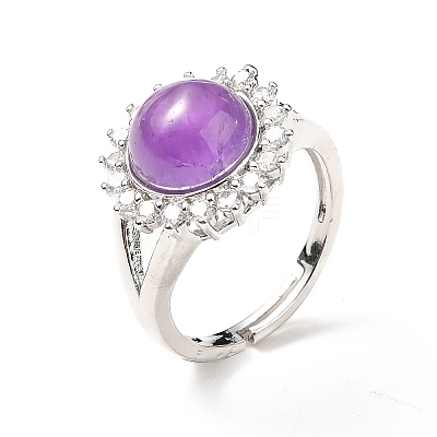 Natural Amethyst Adjustable Rings RJEW-P043-02P-21-1