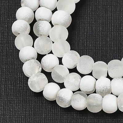 Frosted Crackle Glass Beads Strands GLAA-U001-4mm-M07-1