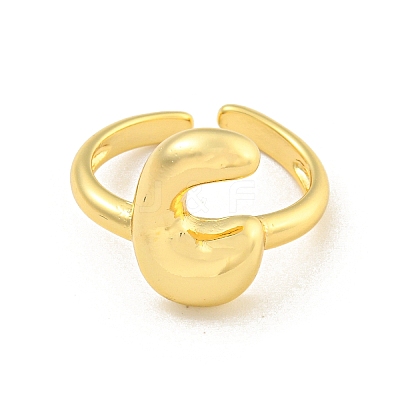 Brass Letter Open Cuff Rings for Women RJEW-G313-01C-G-1