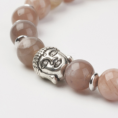 Natural Multi-Moonstone Stretch Bracelets BJEW-JB02815-01-1