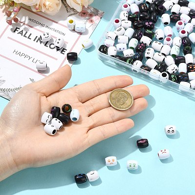 150Pcs 3 Colors Opaque Acrylic European Beads OACR-CJ0002-83-1