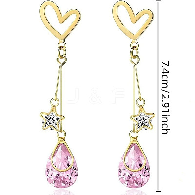 Alloy Rhinestone Heart & Star & Teardrop Stud Dangle Earrings for Women WG86E07-01-1