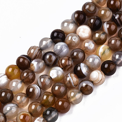 Natural Striped Agate/Banded Agate Beads Strands X-G-T131-34B-1