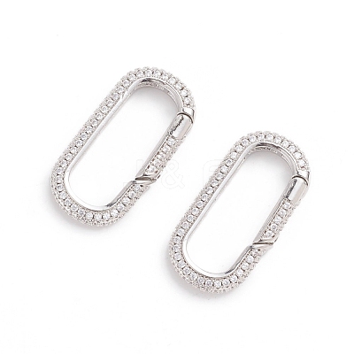 Brass Micro Pave Clear Cubic Zirconia Spring Gate Rings ZIRC-E164-06P-1