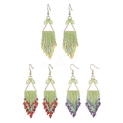 3Pair 304 Stainless Steel Leaf Dangle Earrings EJEW-MZ00513-1