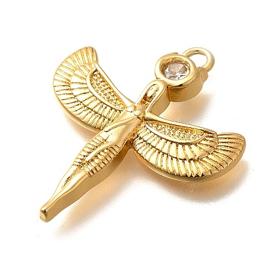 Brass Micro Pave Cubic Zirconia Pendants KK-U055-09G-02-1