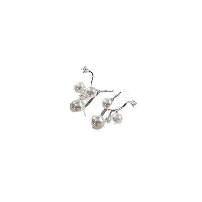 Alloy & Rhinestone & Imitation Pearl Stud Earrings for Women WG8F1A1-01-1