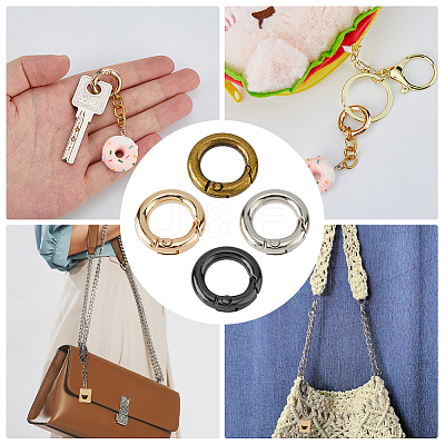 24Pcs 4 Colors Alloy Spring Gate Rings FIND-HS0001-26B-1