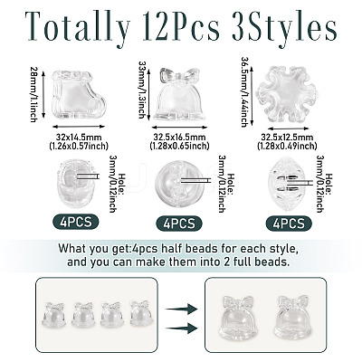 12Pcs 3 Styles Christmas Theme Transparent Acrylic Beads TACR-TA0001-76-1