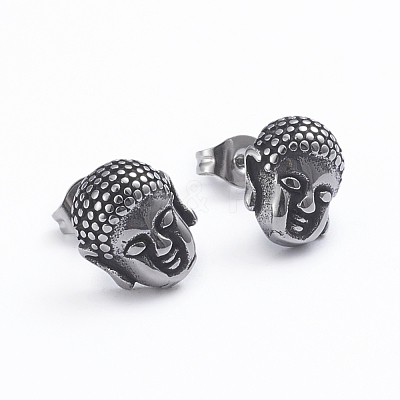 Retro 304 Stainless Steel Stud Earrings EJEW-L248-016AS-1