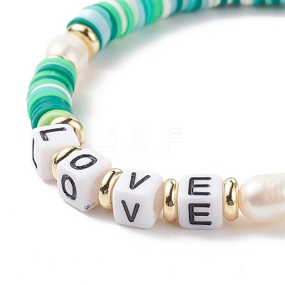 10Pcs 10 Color Handmade Polymer Clay Disc Surfer Stretch Bracelets Set BJEW-JB08873-1