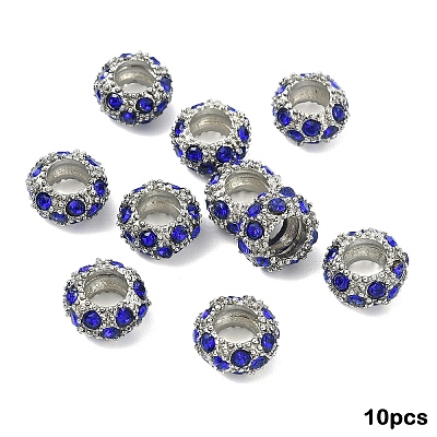 10Pcs Alloy Rhinestone European Beads CPDL-YW0001-02F-1