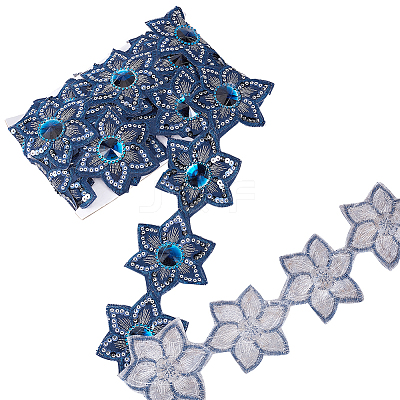 Iron on/Sew on Ethnic Style Embroidery Flower Polyester Lace Ribbons OCOR-WH0060-47B-1