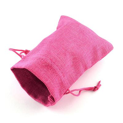 Polyester Imitation Burlap Packing Pouches Drawstring Bags ABAG-R005-18x13-M-1