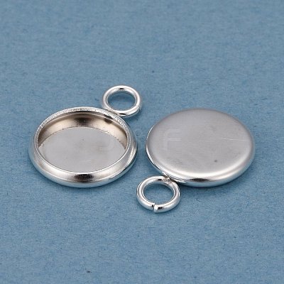 201 Stainless Steel Pendant Cabochon Settings STAS-F191-14S-A-1