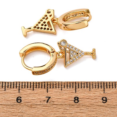Wine Glass Brass Micro Pave Cubic Zirconia Dangle Hoop Earrings EJEW-F384-16G-01-1