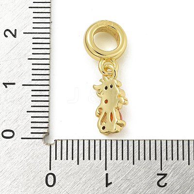Rack Plating Brass Pave Cubic Zirconia Monkey European Dangle Charms KK-Z067-50G-01-1