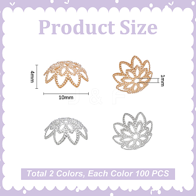 200Pcs 2 Colors Brass Fancy Bead Caps KK-UN0004-97-1