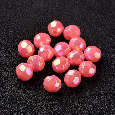 AB Color Plated Eco-Friendly Poly Styrene Acrylic Round Beads TACR-L004-6mm-43-1