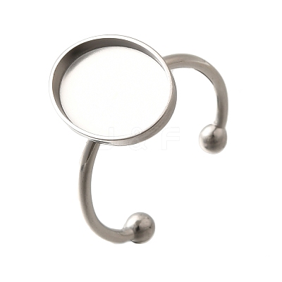304 Stainless Steel Open Cuff Ring Components STAS-M057-01E-P-1