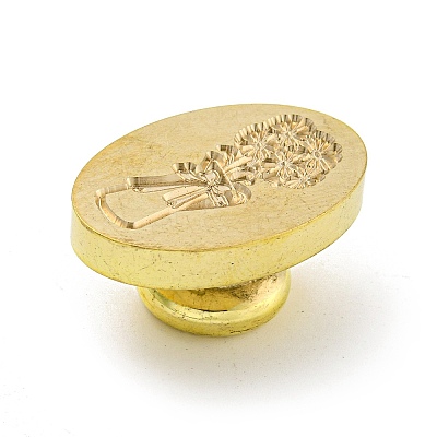 Golden Tone Wax Seal Brass Stamp Head LS-AJEW-G056-03C-1