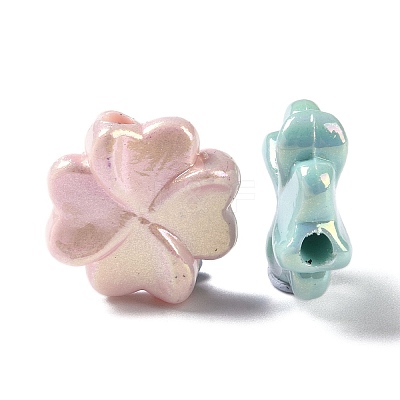 UV Plated Iridescent Opaque Acrylic Beads OACR-G033-01-1