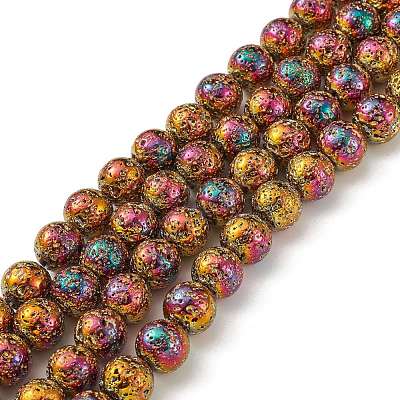Electroplated Natural Lava Rock Beads Strands X-G-S352-30D-07-1