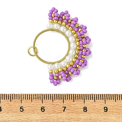 Glass Seed Beaded & Brass Linking Rings Pendnats PALLOY-MZ01340-01-1
