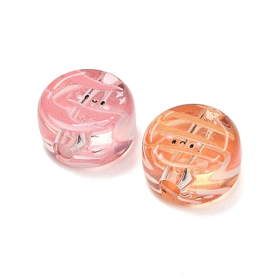10Pcs Printed Transparent Acrylic Beads AC-CBA36B6-01-1