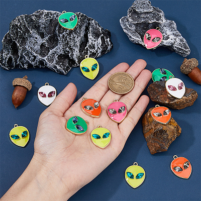 20Pcs 5 Colors Alloy Enamel Pendants ENAM-FH0001-61-1