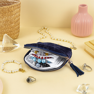 Cloth Jewelry Storage Zipper Bags with Tassel for Earrings Rings Bracelets Necklaces AJEW-WH0596-664B-1