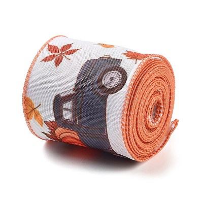 5 Yards Thanksgiving Day Printed Polyester Wired Ribbon OCOR-K009-01C-1