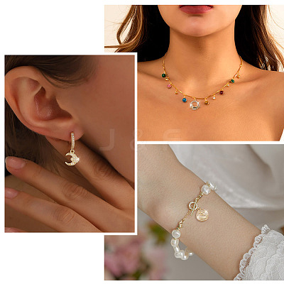 12Pcs 6 Style Brass Micro Pave Clear Cubic Zirconia Charms KK-FW0001-11-1