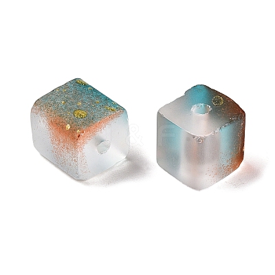 Frosted Glass Beads with Golden Glitter Powder X1-DGLA-NH001-8mm-01F-1
