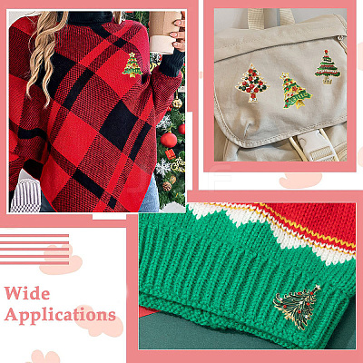 9Pcs 9 Styles Christmas Tree Enamel Pins JEWB-CJ0003-28-1